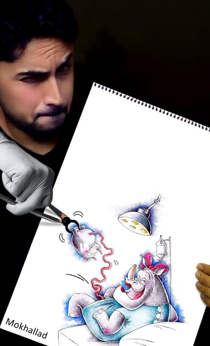 Mokhallad Habib é um farmacêutico que combinar desenhos com a vida real para fazer outras pessoas sorrir (20 fotos) 16