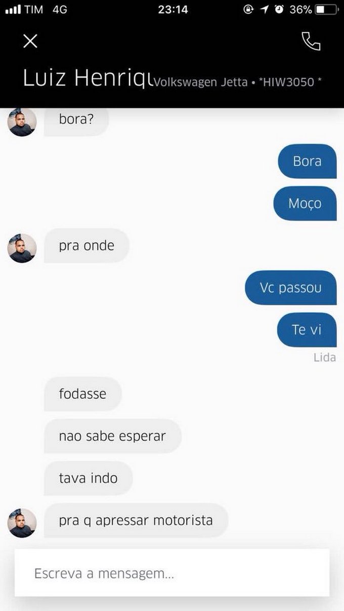 30 prints de conversar entre motorista de Uber e seus clientes 2