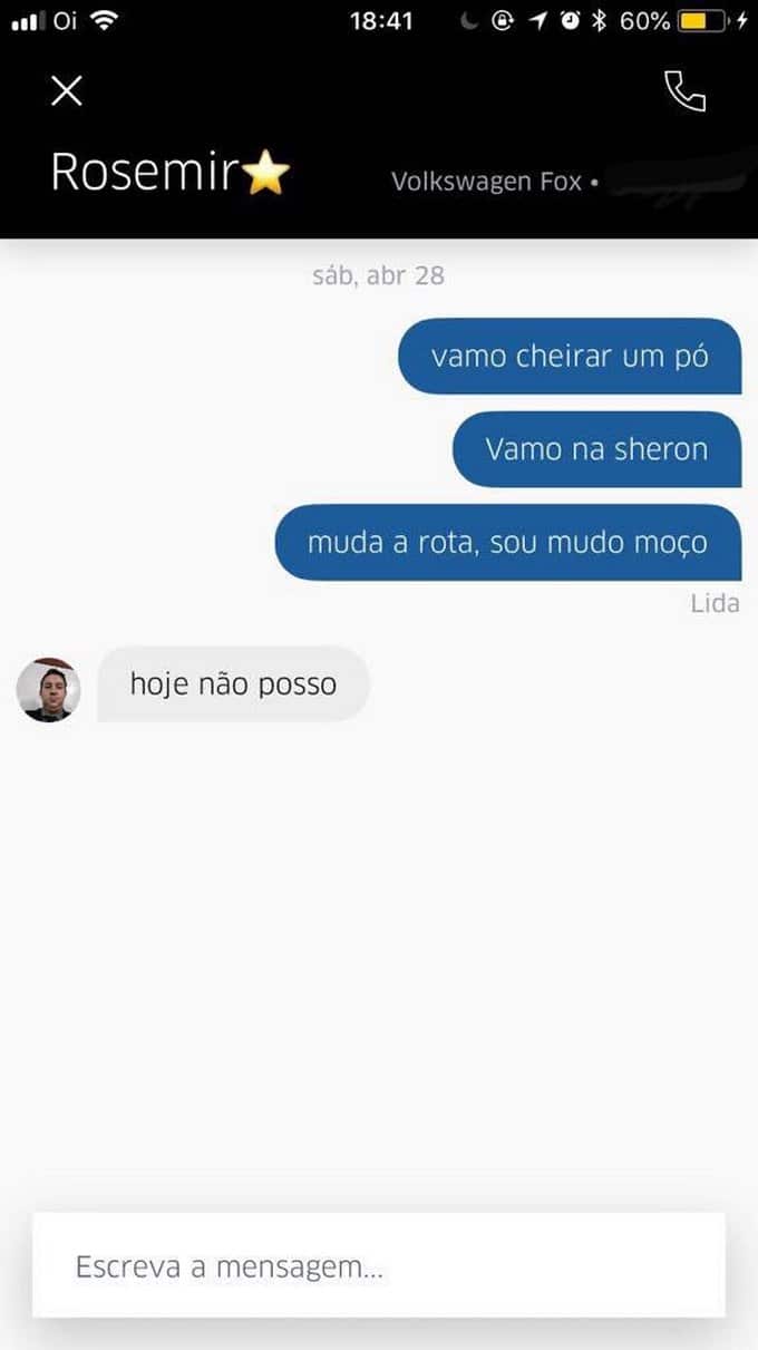 30 prints de conversar entre motorista de Uber e seus clientes 10
