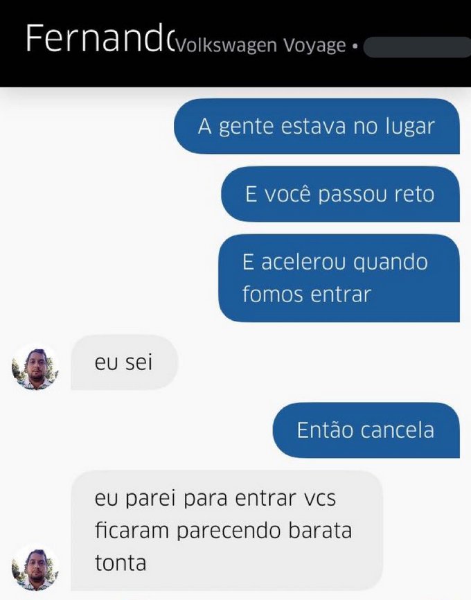 30 prints de conversar entre motorista de Uber e seus clientes 15