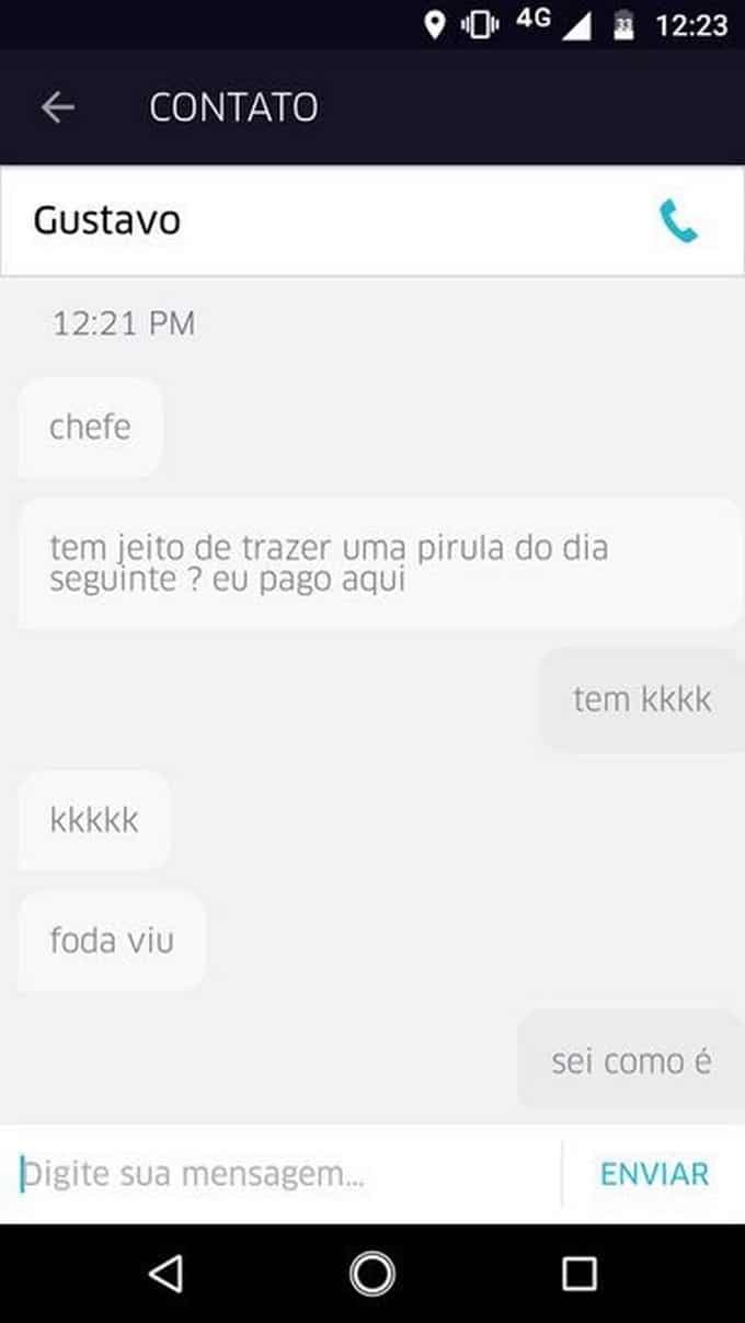 30 prints de conversar entre motorista de Uber e seus clientes 22