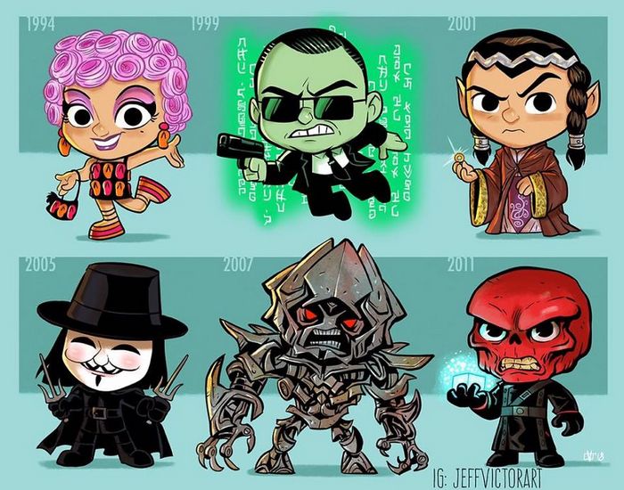 Artista ilustra a evolução dos ícones da cultura pop e o resultado é muito fofo (45 fotos) - cultura pop Hugo Weaving Artista ilustra a evolução dos ícones da cultura pop e o resultado é muito fofo (45 fotos)