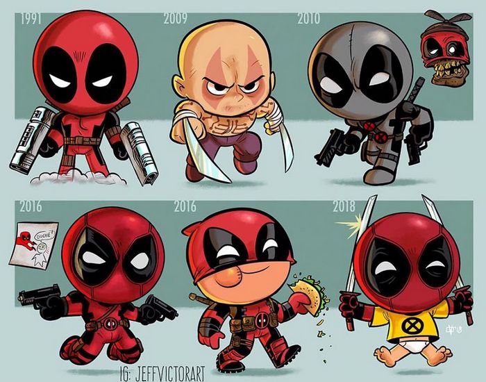 Artista ilustra a evolução dos ícones da cultura pop e o resultado é muito fofo (45 fotos) - cultura pop Deadpool Artista ilustra a evolução dos ícones da cultura pop e o resultado é muito fofo (45 fotos)