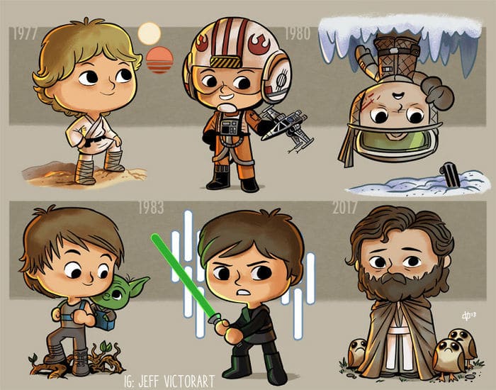 Artista ilustra a evolução dos ícones da cultura pop e o resultado é muito fofo (45 fotos) - cultura pop Luke Skywalker Artista ilustra a evolução dos ícones da cultura pop e o resultado é muito fofo (45 fotos)