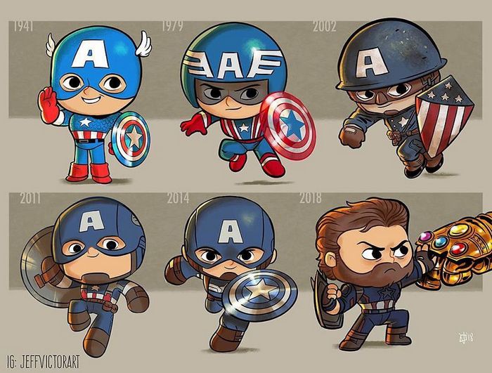 Artista ilustra a evolução dos ícones da cultura pop e o resultado é muito fofo (45 fotos) - cultura pop Capitão América Artista ilustra a evolução dos ícones da cultura pop e o resultado é muito fofo (45 fotos)