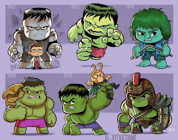 Artista ilustra a evolução dos ícones da cultura pop e o resultado é muito fofo (45 fotos) - cultura pop Incrível Hulk Artista ilustra a evolução dos ícones da cultura pop e o resultado é muito fofo (45 fotos)