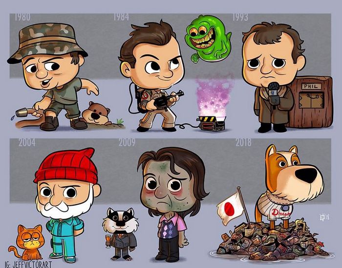 Artista ilustra a evolução dos ícones da cultura pop e o resultado é muito fofo (45 fotos) - cultura pop Bill Murray Artista ilustra a evolução dos ícones da cultura pop e o resultado é muito fofo (45 fotos)