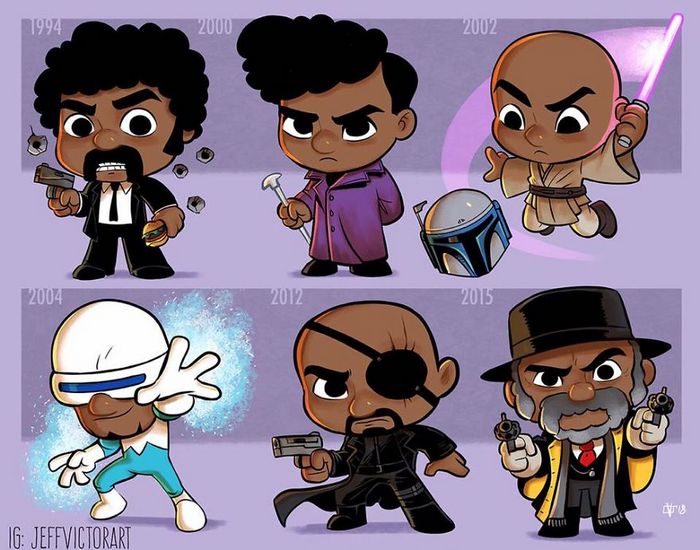 Artista ilustra a evolução dos ícones da cultura pop e o resultado é muito fofo (45 fotos) - cultura pop Samuel L Jackson Artista ilustra a evolução dos ícones da cultura pop e o resultado é muito fofo (45 fotos)