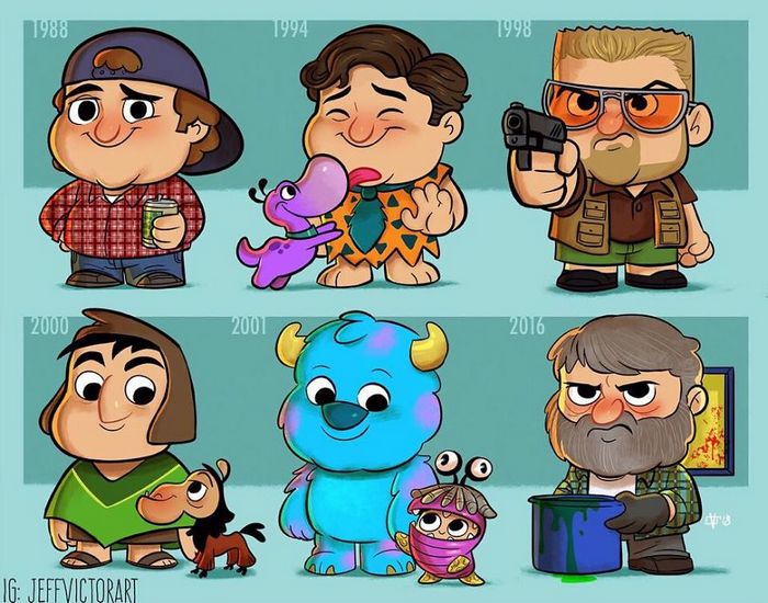 Artista ilustra a evolução dos ícones da cultura pop e o resultado é muito fofo (45 fotos) - cultura pop John Goodman Artista ilustra a evolução dos ícones da cultura pop e o resultado é muito fofo (45 fotos)