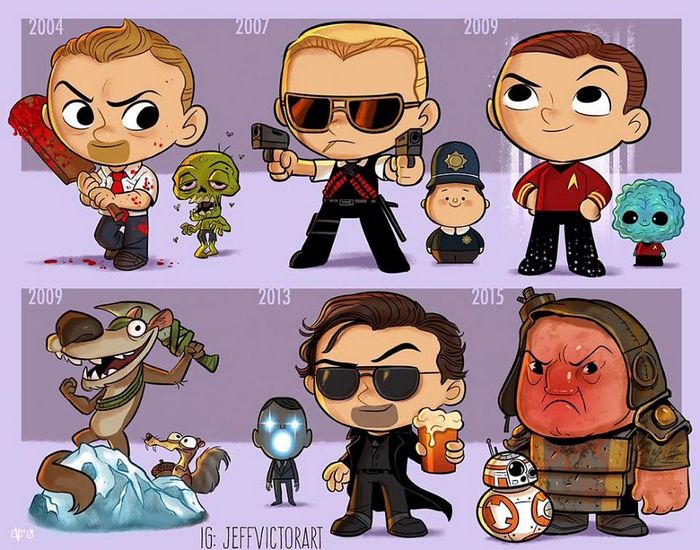 Artista ilustra a evolução dos ícones da cultura pop e o resultado é muito fofo (45 fotos) - cultura pop Simon Pegg Artista ilustra a evolução dos ícones da cultura pop e o resultado é muito fofo (45 fotos)