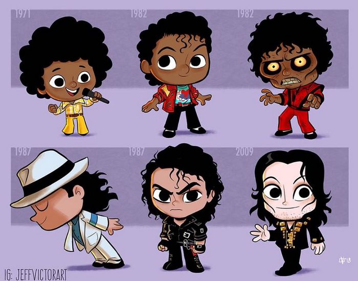Artista ilustra a evolução dos ícones da cultura pop e o resultado é muito fofo (45 fotos) - cultura pop Michael Jackson Artista ilustra a evolução dos ícones da cultura pop e o resultado é muito fofo (45 fotos)