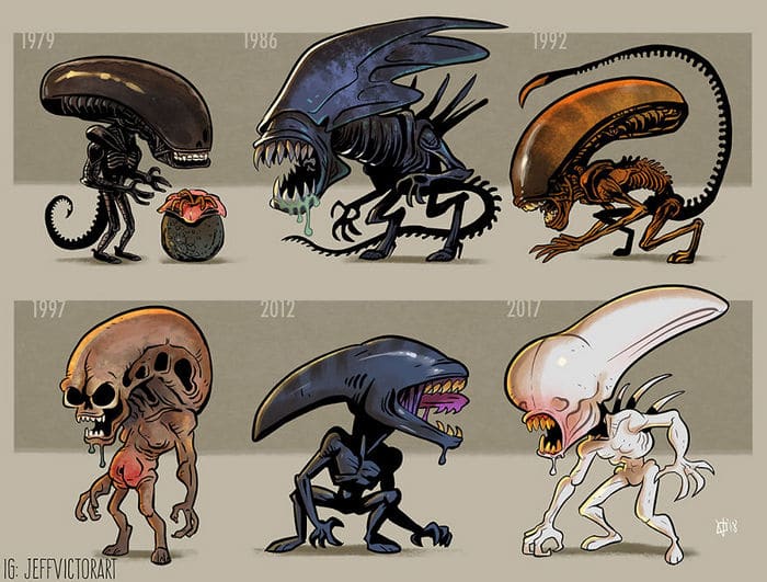 Artista ilustra a evolução dos ícones da cultura pop e o resultado é muito fofo (45 fotos) - cultura pop Xenomorfo Artista ilustra a evolução dos ícones da cultura pop e o resultado é muito fofo (45 fotos)