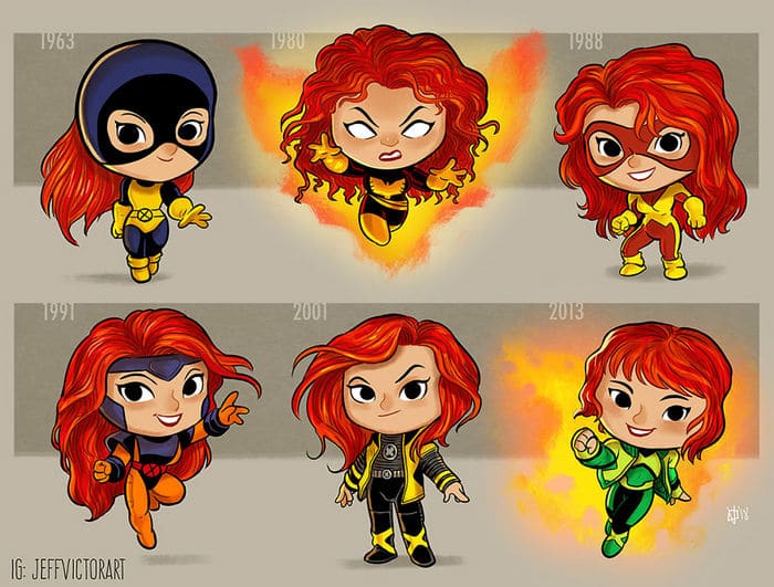 Artista ilustra a evolução dos ícones da cultura pop e o resultado é muito fofo (45 fotos) - cultura pop Jean Grey Artista ilustra a evolução dos ícones da cultura pop e o resultado é muito fofo (45 fotos)