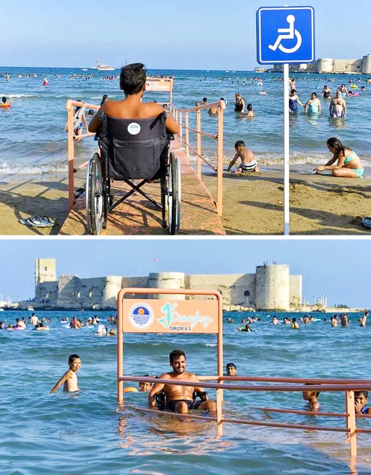 Pessoas com deficiência podem aproveitar o mar também
