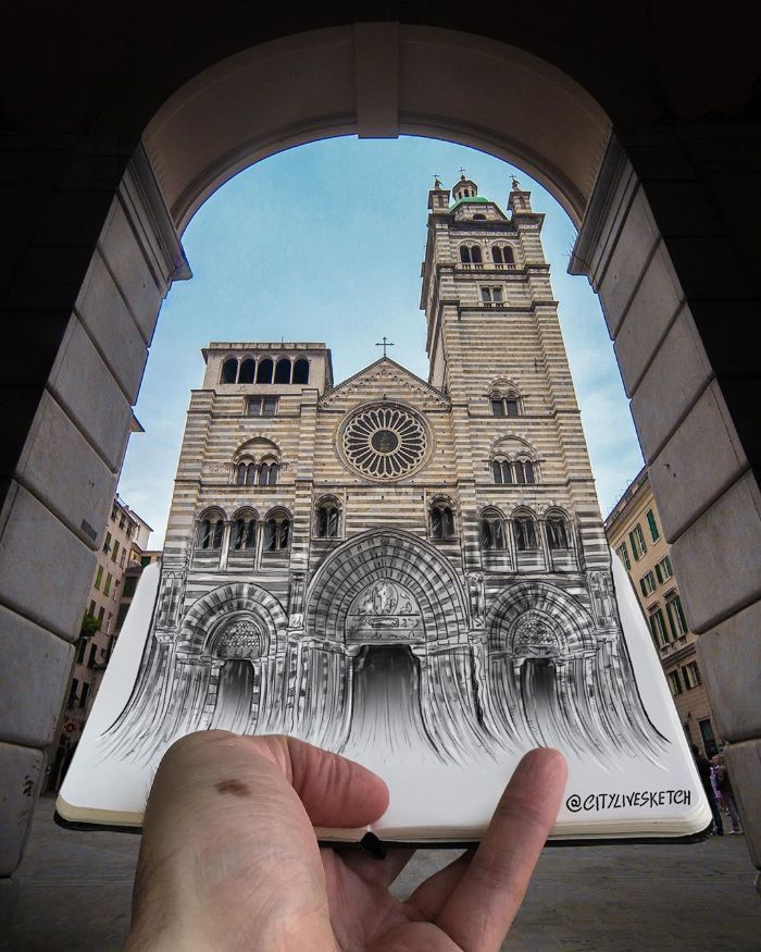 Artista cria fotografias alucinantes misturando desenhos com realidade (34 fotos) 1