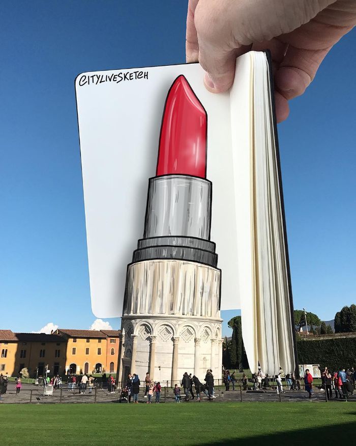 Artista cria fotografias alucinantes misturando desenhos com realidade (34 fotos) 2
