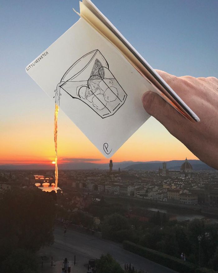 Artista cria fotografias alucinantes misturando desenhos com realidade (34 fotos) 8