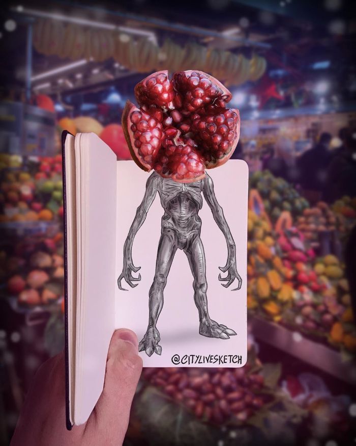 Artista cria fotografias alucinantes misturando desenhos com realidade (34 fotos) 14