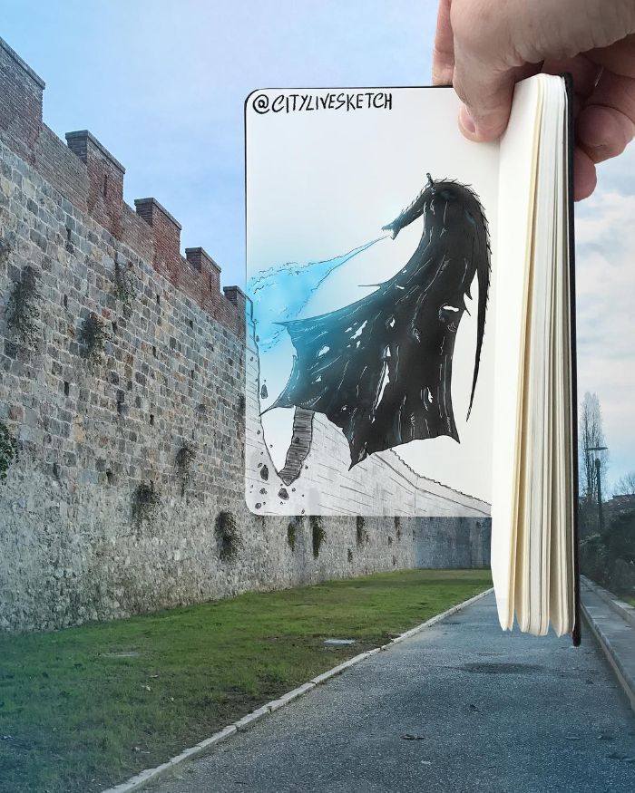 Artista cria fotografias alucinantes misturando desenhos com realidade (34 fotos) 21