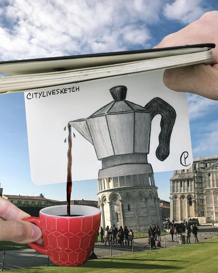 Artista cria fotografias alucinantes misturando desenhos com realidade (34 fotos) 26