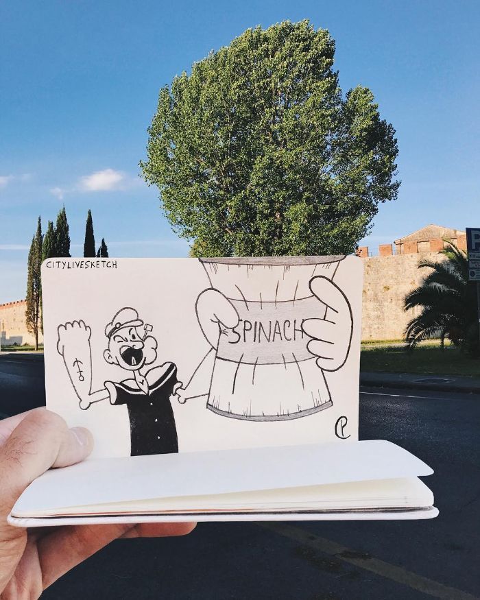Artista cria fotografias alucinantes misturando desenhos com realidade (34 fotos) 28