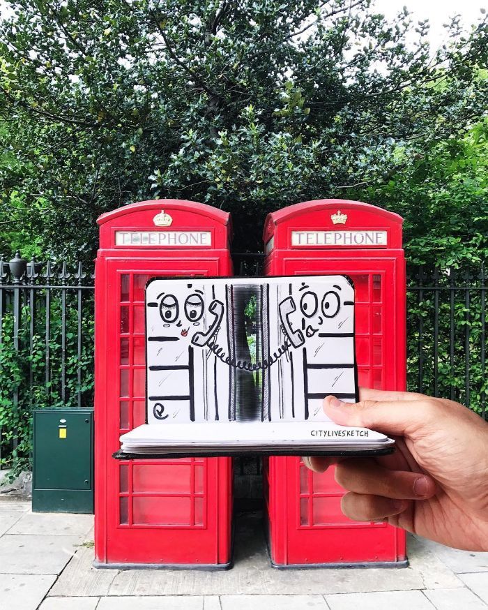 Artista cria fotografias alucinantes misturando desenhos com realidade (34 fotos) 31