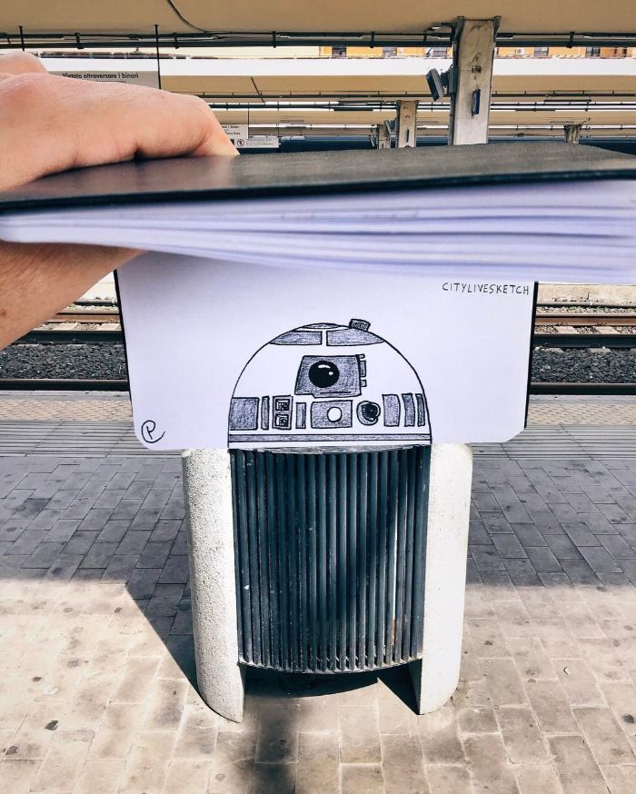 Artista cria fotografias alucinantes misturando desenhos com realidade (34 fotos) 33