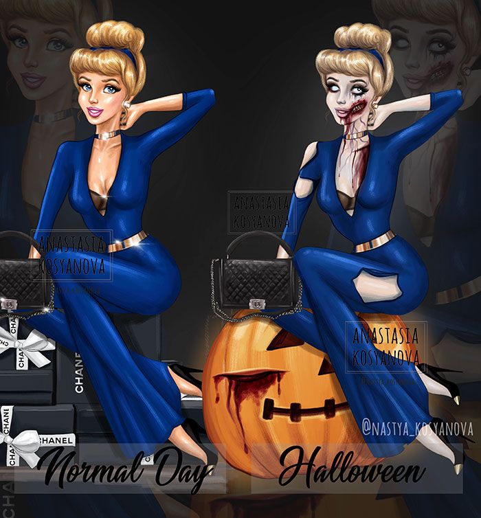 8 princesas da Disney vestidas para o Halloween por um artista russo 3 8 princesas da Disney vestidas para o Halloween por um artista russo 3