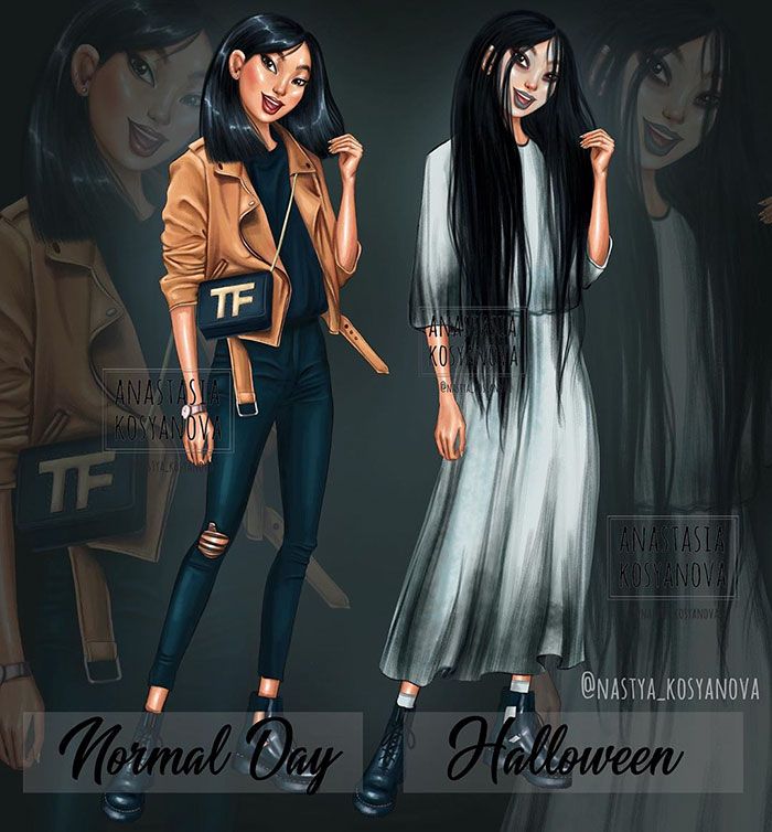 8 princesas da Disney vestidas para o Halloween por um artista russo 6 8 princesas da Disney vestidas para o Halloween por um artista russo 6
