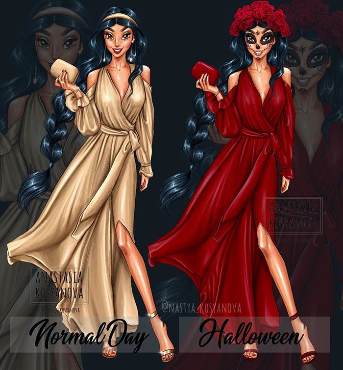 8 princesas da Disney vestidas para o Halloween por um artista russo 8 8 princesas da Disney vestidas para o Halloween por um artista russo 8