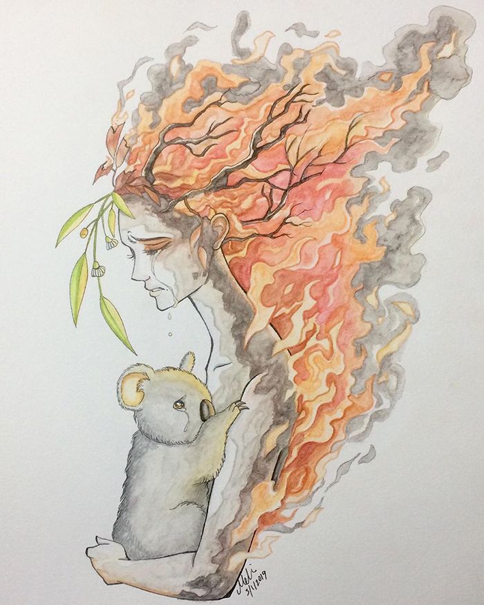 Pessoas de todo o mundo estão compartilhando arte de tributo aos incêndios florestais australianos (30 fotos) 2