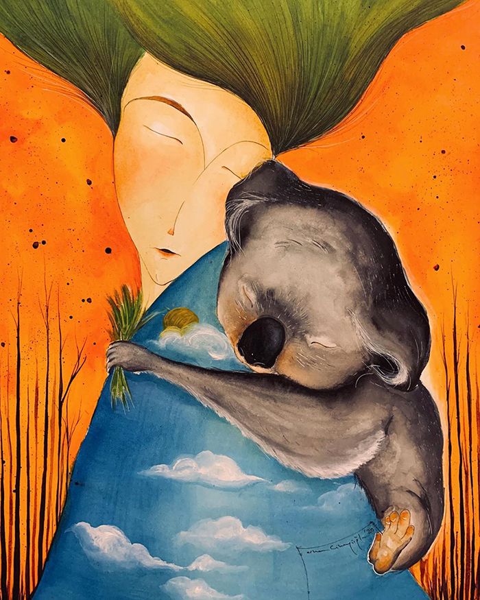Pessoas de todo o mundo estão compartilhando arte de tributo aos incêndios florestais australianos (30 fotos) 16