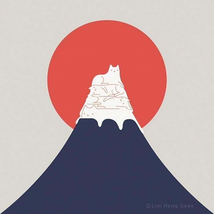 Artista esconde gatos em suas pinturas, criando um novo tipo de arte que chamamos de paisagens de gatos (25 fotos) 1