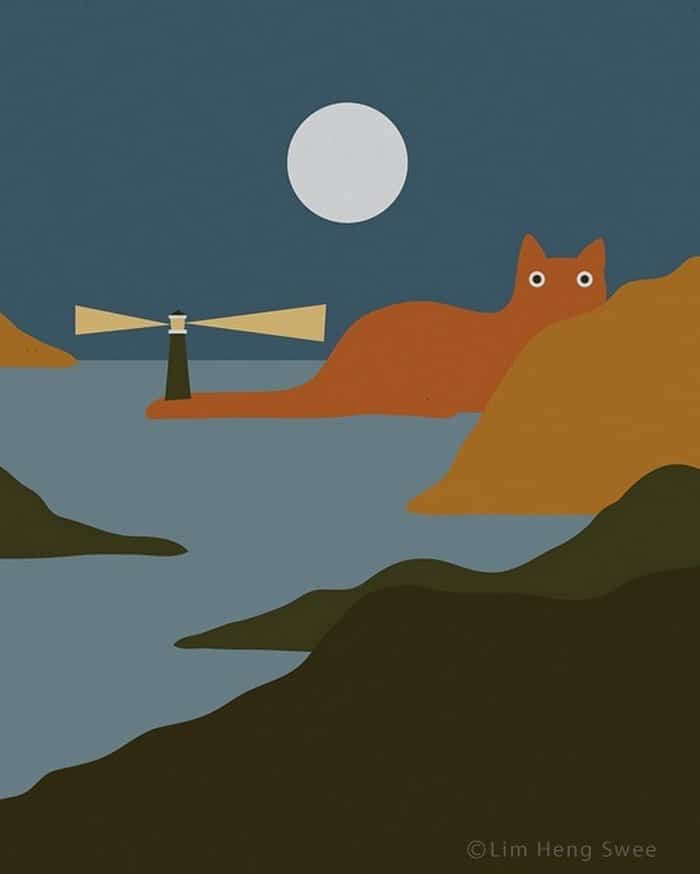 Artista esconde gatos em suas pinturas, criando um novo tipo de arte que chamamos de paisagens de gatos (25 fotos) 4