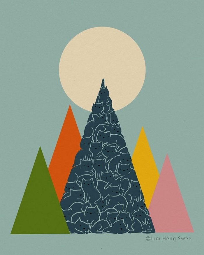 Artista esconde gatos em suas pinturas, criando um novo tipo de arte que chamamos de paisagens de gatos (25 fotos) 8