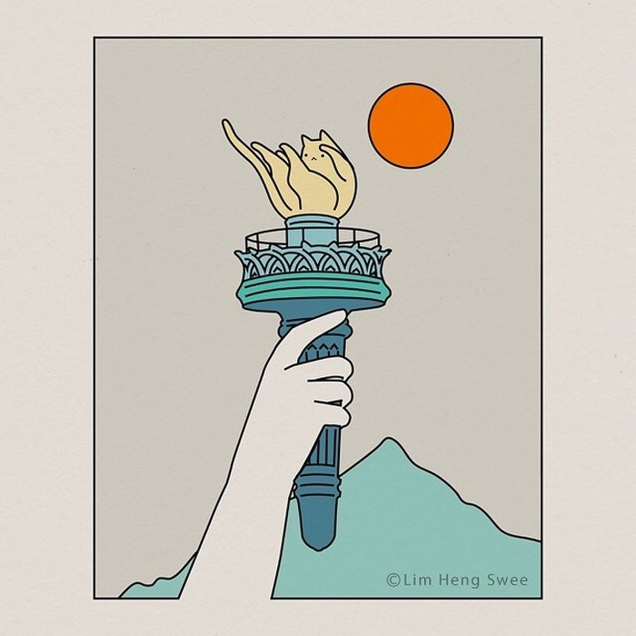 Artista esconde gatos em suas pinturas, criando um novo tipo de arte que chamamos de paisagens de gatos (25 fotos) 19