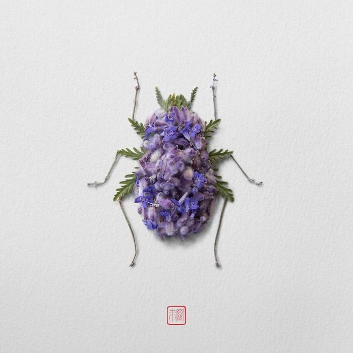 37 retratos delicados de animais criados a partir de coisas encontradas na natureza por Raku Inoue 11