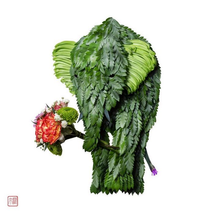 37 retratos delicados de animais criados a partir de coisas encontradas na natureza por Raku Inoue 18