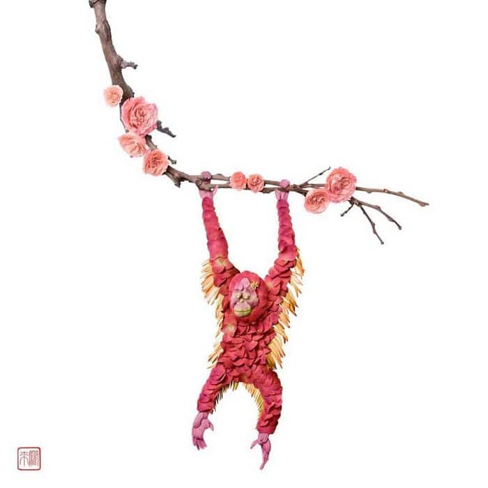 37 retratos delicados de animais criados a partir de coisas encontradas na natureza por Raku Inoue 20