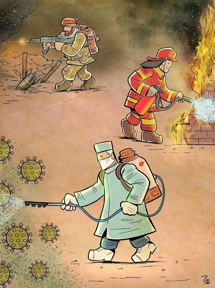 Artista iraniano mostra a dura realidade dos médicos durante surto de coronavírus (29 fotos) 1