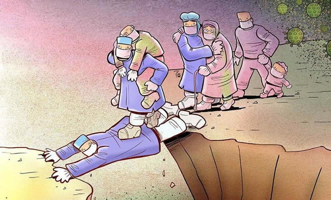 Artista iraniano mostra a dura realidade dos médicos durante surto de coronavírus (29 fotos)