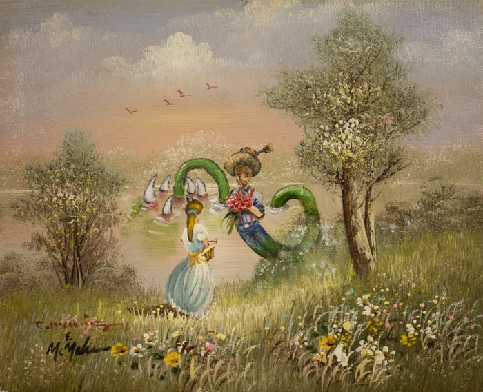 Este artista adiciona monstros às pinturas de brechós, e é hilário (21 fotos) 4