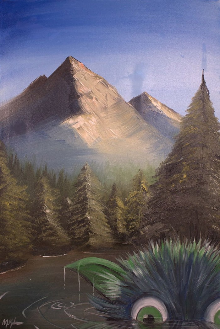 Este artista adiciona monstros às pinturas de brechós, e é hilário (21 fotos) 19