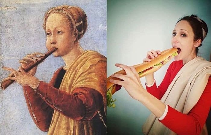 40 pessoas criativas que recriaram pinturas famosas com coisas que encontraram em casa 22