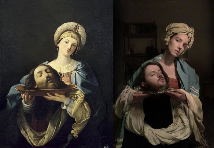 40 pessoas criativas que recriaram pinturas famosas com coisas que encontraram em casa 24