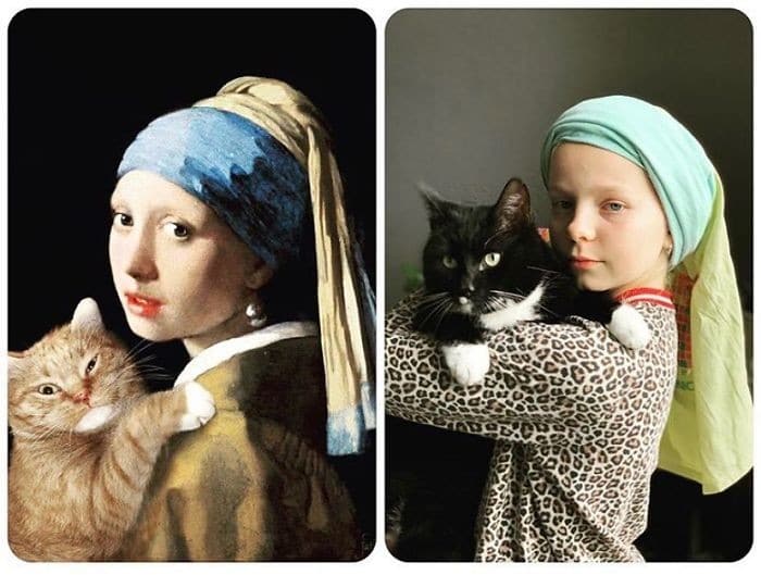 40 pessoas criativas que recriaram pinturas famosas com coisas que encontraram em casa 29