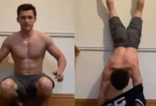 Tom Holland desafia Ryan Reynolds a vestir uma camiseta enquanto planta bananeira 58