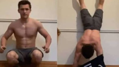 Tom Holland desafia Ryan Reynolds a vestir uma camiseta enquanto planta bananeira 10