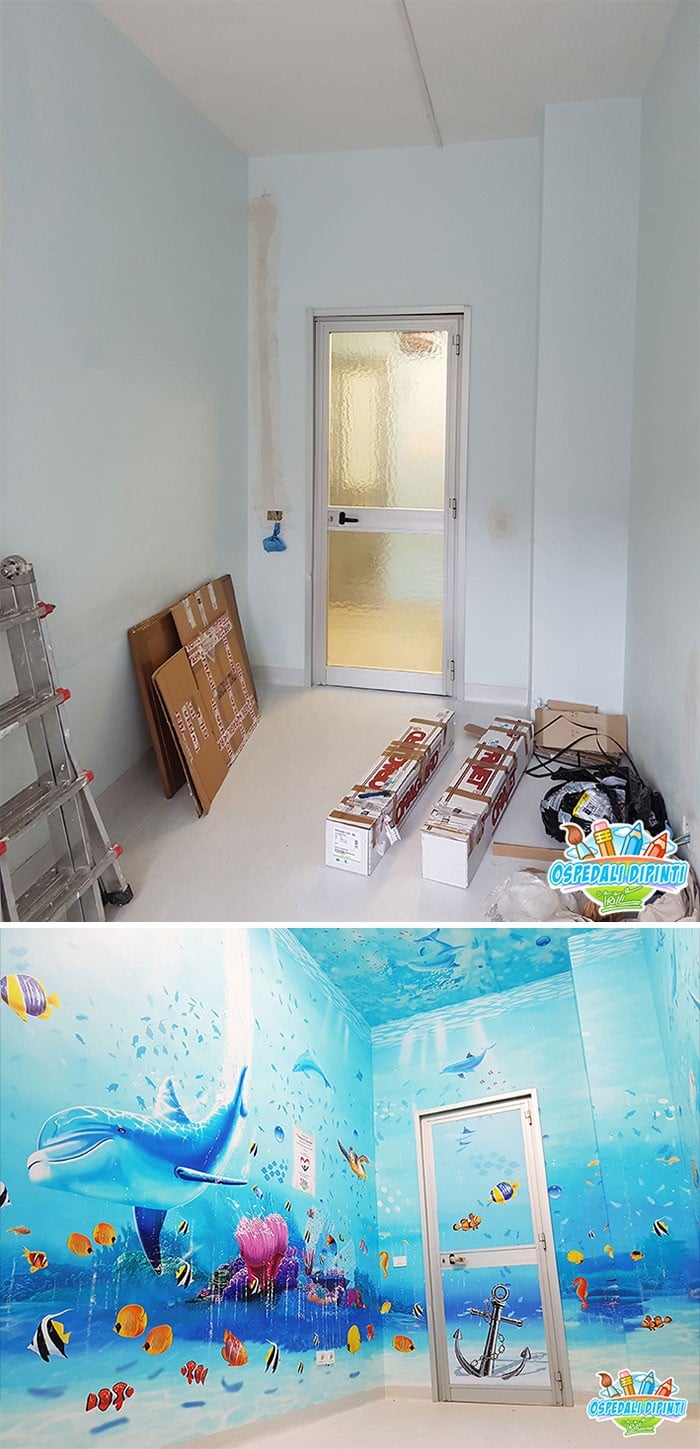 34 fotos de belos murais em hospitais do artista italiano que ajudam crianças e adultos 17