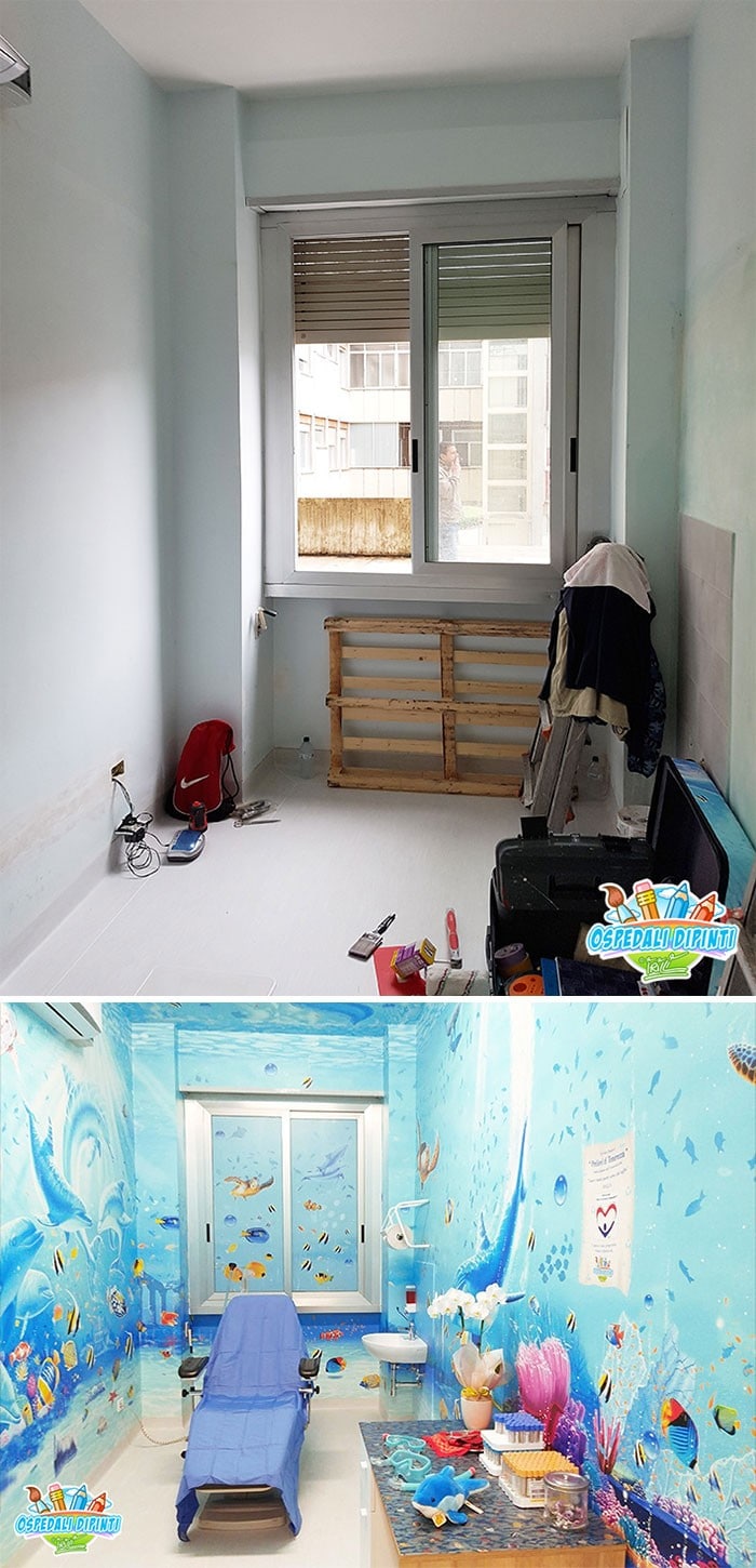 34 fotos de belos murais em hospitais do artista italiano que ajudam crianças e adultos 27